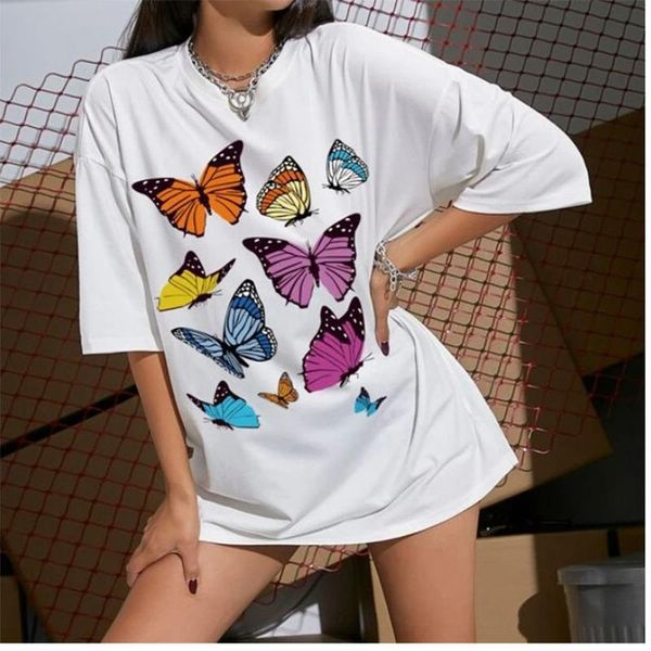 women's t-shirt harajuku t shirts women butterfly print graphic tee short sleeve o neck casual y2k summer fashion aesthetic clothes 202, White
women's t-shirt harajuku t shirts women butterfly print graphic tee short sleeve o neck casual y2k summer fashion aesthetic clothes 202, White