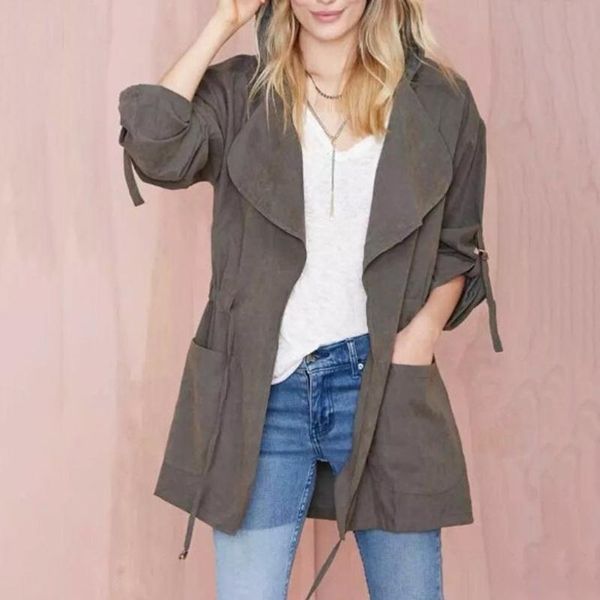 fashion trench coat women solid long sleeve hooded long coats casual loose thin drawstring pocket windbreaker outerwear, Tan;black
fashion trench coat women solid long sleeve hooded long coats casual loose thin drawstring pocket windbreaker outerwear, Tan;black