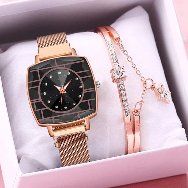 wristwatches women magnet buckle square diamond bracelet watches set ladies luxury quartz analog relogio feminino, Slivery;brown
wristwatches women magnet buckle square diamond bracelet watches set ladies luxury quartz analog relogio feminino, Slivery;brown