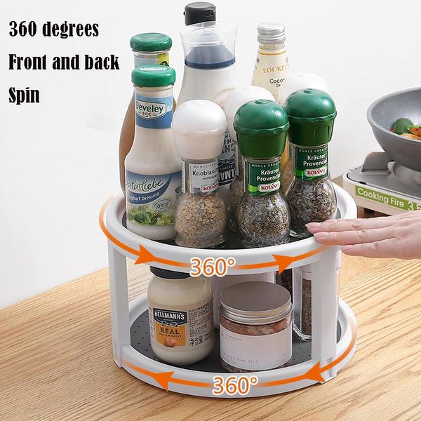 kitchen storage & organization rotatable spice rack with 2 tiers small plastic cupboard for spices and condiments rotating jars holder
kitchen storage & organization rotatable spice rack with 2 tiers small plastic cupboard for spices and condiments rotating jars holder