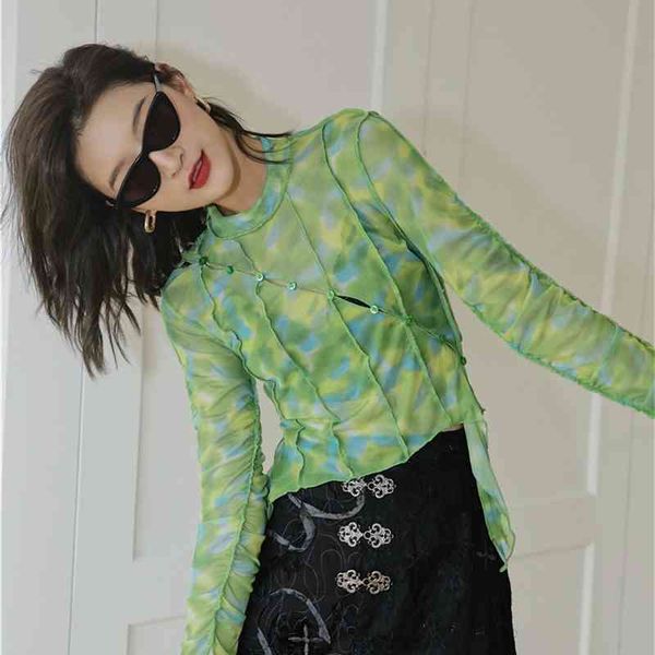women's knits & tees tie dye asymmetrical mesh green long sleeve blouse women see through ruched hollow out transparent d5m4, White
women's knits & tees tie dye asymmetrical mesh green long sleeve blouse women see through ruched hollow out transparent d5m4, White