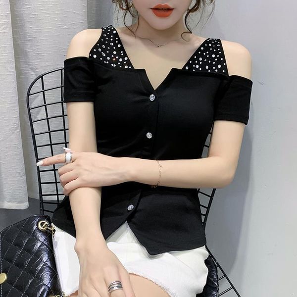 summer korean clothes t-shirt off shoulder button women ropa mujer shirt short sleeve back tees 2021 new black t04908, White
summer korean clothes t-shirt off shoulder button women ropa mujer shirt short sleeve back tees 2021 new black t04908, White