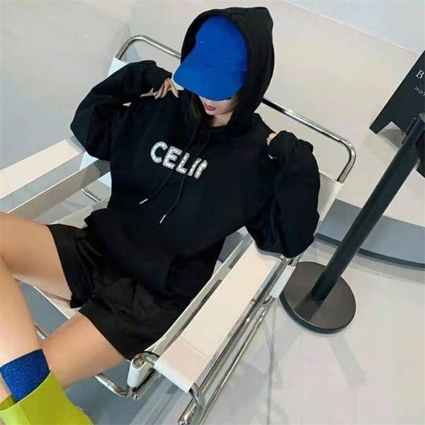 correct version ce21 early autumn letter printing nail bead hoodie women's loose casual style jimo area, Black
correct version ce21 early autumn letter printing nail bead hoodie women's loose casual style jimo area, Black