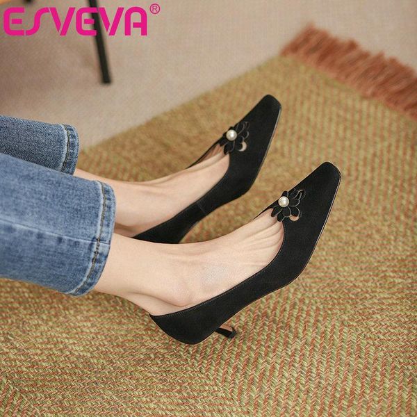 esveva 2021 flower retro pointed to slip on female shoes fashion thin med heels kid suede basic women pumps size 34-39, Black
esveva 2021 flower retro pointed to slip on female shoes fashion thin med heels kid suede basic women pumps size 34-39, Black