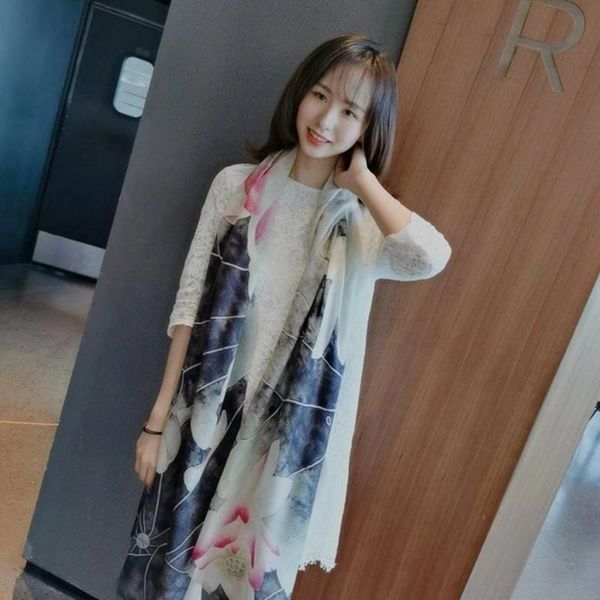 scarves grade ladies 100% ring cashmere long wraps printed chinese style lotus design brand women grey pink shawls, Blue;gray
scarves grade ladies 100% ring cashmere long wraps printed chinese style lotus design brand women grey pink shawls, Blue;gray