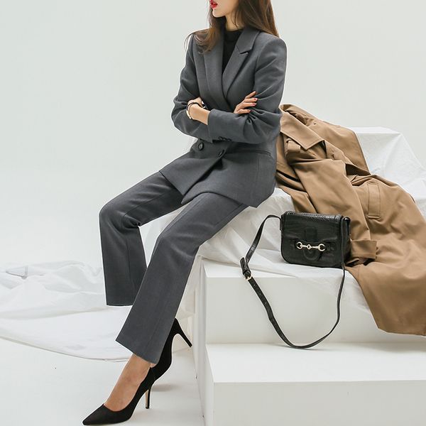 female fashion two-piece spring autumn temperament jacket leg long pants and woman suit gden, White
female fashion two-piece spring autumn temperament jacket leg long pants and woman suit gden, White