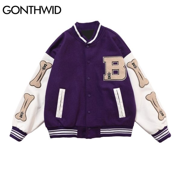 hip hop bomber jacket streetwear vintage embroidered letter furry bone patch varsity baseball coat mens autumn green black 211126, Black;brown
hip hop bomber jacket streetwear vintage embroidered letter furry bone patch varsity baseball coat mens autumn green black 211126, Black;brown