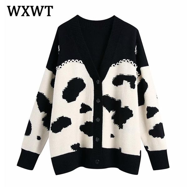 wxwt women fashion animal print cardigan vintage jumper female chic oversized knitted cardigan coat bb1007, White
wxwt women fashion animal print cardigan vintage jumper female chic oversized knitted cardigan coat bb1007, White
