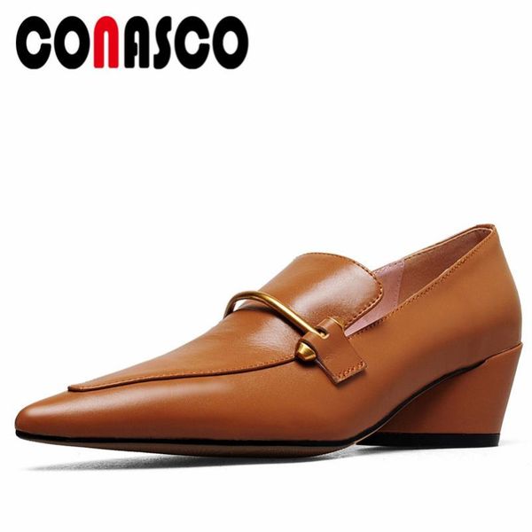 dress shoes conasco brand retro concise casual office genuine leather women pumps thick heels metal decoration pointed toe woman, Black
dress shoes conasco brand retro concise casual office genuine leather women pumps thick heels metal decoration pointed toe woman, Black