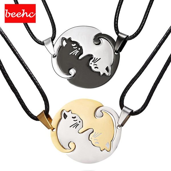 pendant necklaces fashion splice hug cat couple necklace stainless steel love heart round friends yin yang jewelry, Silver
pendant necklaces fashion splice hug cat couple necklace stainless steel love heart round friends yin yang jewelry, Silver