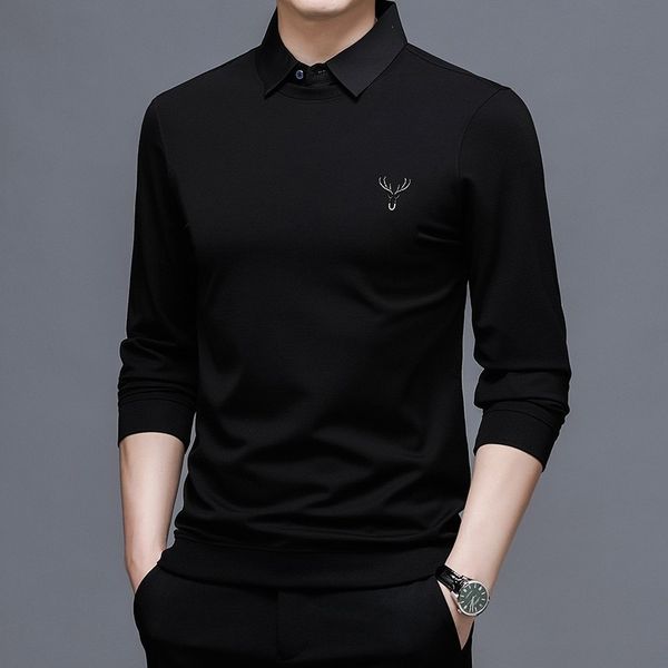 autumn long sleeve t- collar fake two piece sweater loose trend men's casual lapel bottomed shirt, White;black
autumn long sleeve t- collar fake two piece sweater loose trend men's casual lapel bottomed shirt, White;black