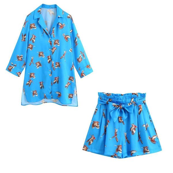 2021 new summer women two piece set long printed shirt & high-waist paperbag bermuda shorts elastic waistband ensemble femme, Gray
2021 new summer women two piece set long printed shirt & high-waist paperbag bermuda shorts elastic waistband ensemble femme, Gray