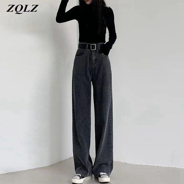 women's jeans zqlz high waist woman 2021 spring autumn vintage streetwear loose wide leg long trousers casual denim pants female, Blue
women's jeans zqlz high waist woman 2021 spring autumn vintage streetwear loose wide leg long trousers casual denim pants female, Blue