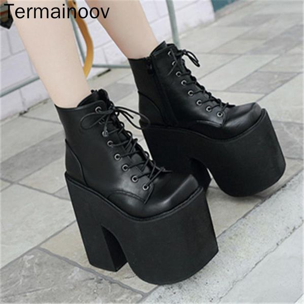 boots termainoov winter fashion women high heel 17cm platform lace up ankle short, Black
boots termainoov winter fashion women high heel 17cm platform lace up ankle short, Black