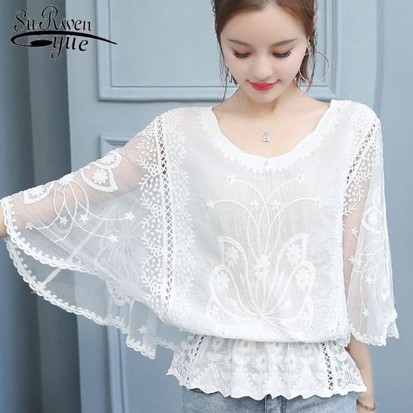 women's blouses & shirts hollow out stitching lace 2021 korean fashion women blouse elegant female office shirt three quarter 4478, White
women's blouses & shirts hollow out stitching lace 2021 korean fashion women blouse elegant female office shirt three quarter 4478, White