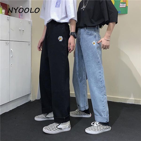 women's jeans nyoolo harajuku style ulzzang daisy embroidery denim pants women men casual streetwear high waist full length straight, Blue
women's jeans nyoolo harajuku style ulzzang daisy embroidery denim pants women men casual streetwear high waist full length straight, Blue