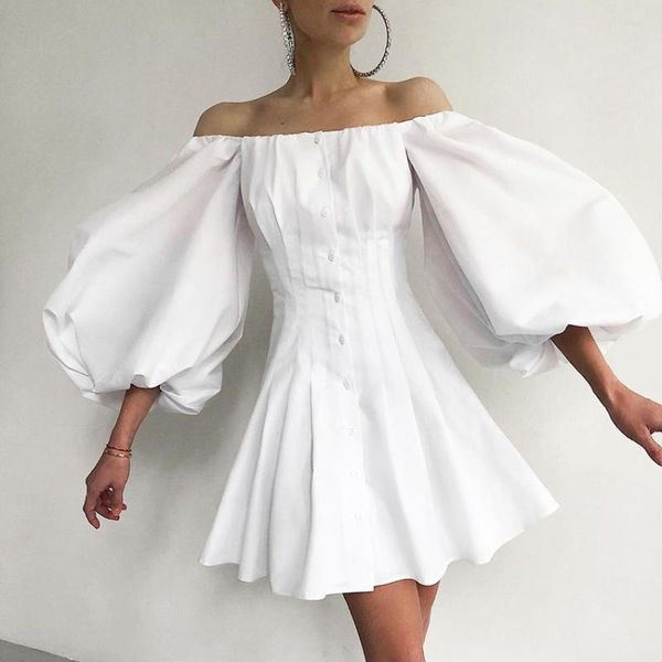 party dresses summer women french one-shoulder dress 100% cotton big puff lantern sleeve vintage temperament mini, White;black
party dresses summer women french one-shoulder dress 100% cotton big puff lantern sleeve vintage temperament mini, White;black