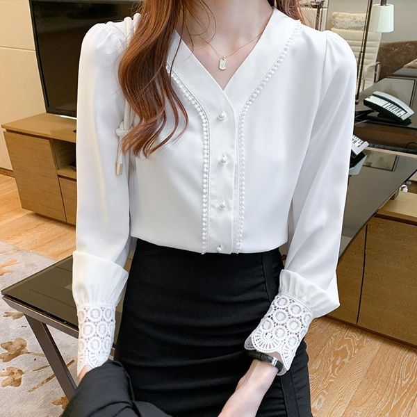 women's blouses & shirts autumn women blouse v-neck chiffon shirt loose long sleeve plus size clothing, White
women's blouses & shirts autumn women blouse v-neck chiffon shirt loose long sleeve plus size clothing, White