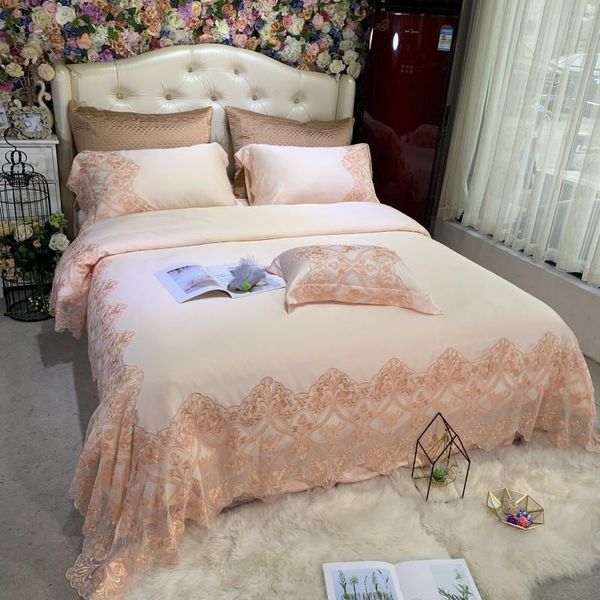 bedding sets luxury 100s tencel silk soft princess girl set lace cover duvet  linen size bed sheet 4pcs pillowcases king 
bedding sets luxury 100s tencel silk soft princess girl set lace cover duvet  linen size bed sheet 4pcs pillowcases king