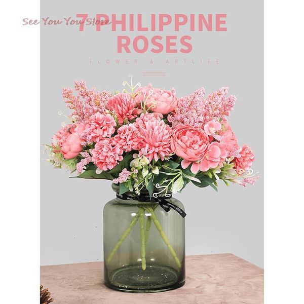 decorative flowers & wreaths 1 bunch rose combination bouquet artificial home decor