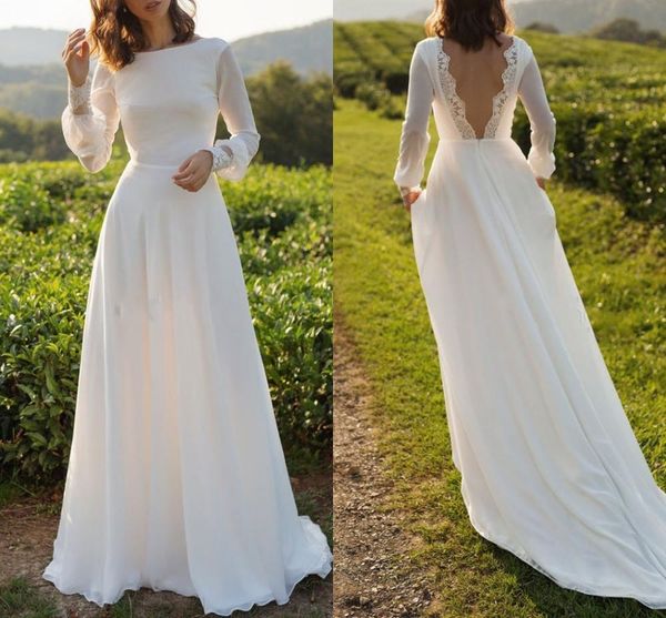 2021 new simple bakless boho wedding bateau neck long sleeves lace a line bridal gowns vestidos de mairee 0my1, White
2021 new simple bakless boho wedding bateau neck long sleeves lace a line bridal gowns vestidos de mairee 0my1, White