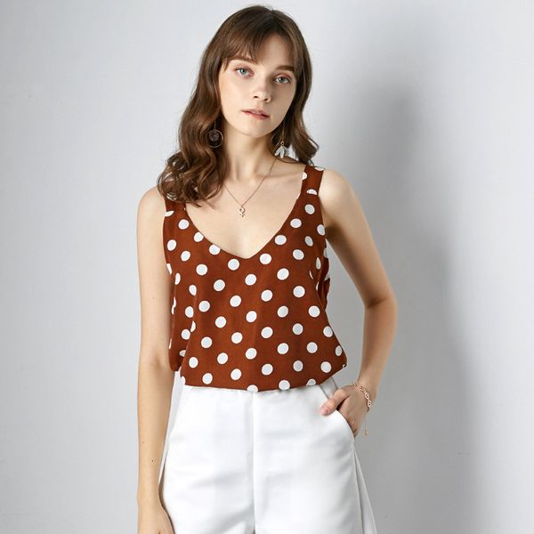 new women v neck polka dot print tank ladies backless chiffon wide camisole 2021 summer elegant fashion female casual ml69, White
new women v neck polka dot print tank ladies backless chiffon wide camisole 2021 summer elegant fashion female casual ml69, White
