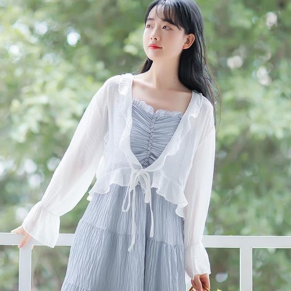 women's jackets white sweet coat women short sun protection clothing spring 2021 korean all-match ruffled elegant jacket vestidos, Black;brown
women's jackets white sweet coat women short sun protection clothing spring 2021 korean all-match ruffled elegant jacket vestidos, Black;brown