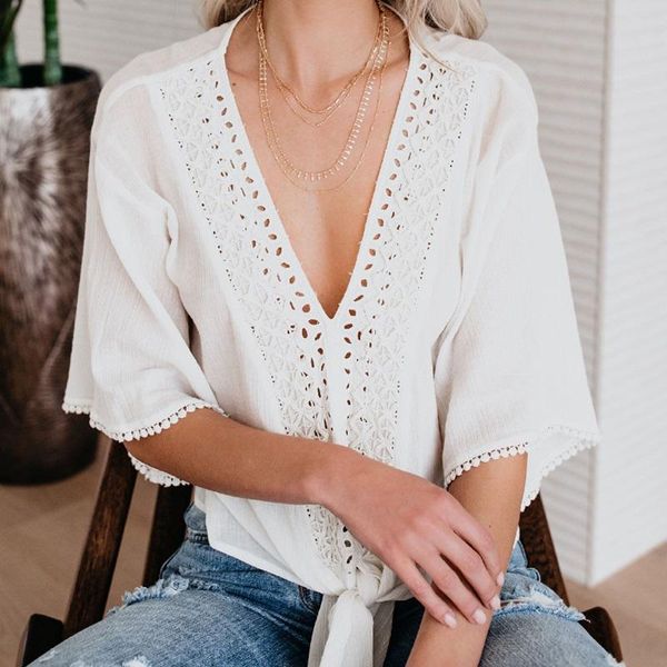 women's blouses & shirts summer bohemian blouse 2021 clothing cotton embroidered lace shirt ruffled bow, White
women's blouses & shirts summer bohemian blouse 2021 clothing cotton embroidered lace shirt ruffled bow, White