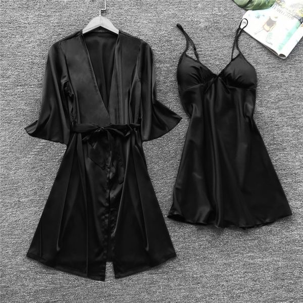 bathrobe women summer mini kimono robe lady rayon bath gown yukata nightgown nightdress robe sleepwear set pijama mujer, Black
bathrobe women summer mini kimono robe lady rayon bath gown yukata nightgown nightdress robe sleepwear set pijama mujer, Black
