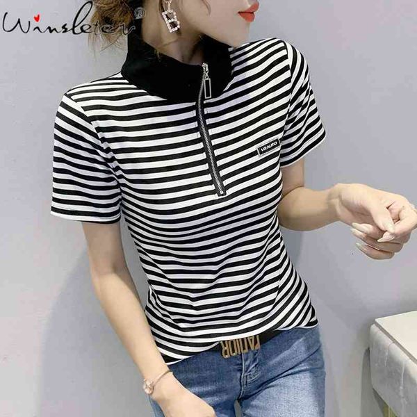 women's t-shirt summer european style cotton loose fashion stand collar zipper women bottoming shirt short sleeve tees t, White
women's t-shirt summer european style cotton loose fashion stand collar zipper women bottoming shirt short sleeve tees t, White