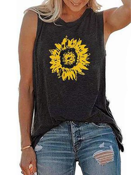women's tanks & camis fashion women ladies summer casual sleeveless sunflower print tank graphic basic tee vest black blue gray, White 
women's tanks & camis fashion women ladies summer casual sleeveless sunflower print tank graphic basic tee vest black blue gray, White
