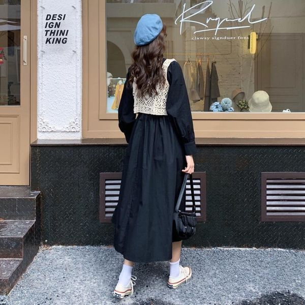 casual dresses womens long puff sleeve dress solid o-neck sweet preppy korean students elegance pleated a-line maxi, Black;gray
casual dresses womens long puff sleeve dress solid o-neck sweet preppy korean students elegance pleated a-line maxi, Black;gray