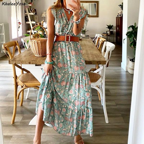 casual dresses khalee yose vintage green floral maxi summer boho women flare sleeve ruffles belted ladies female dress, Black;gray
casual dresses khalee yose vintage green floral maxi summer boho women flare sleeve ruffles belted ladies female dress, Black;gray