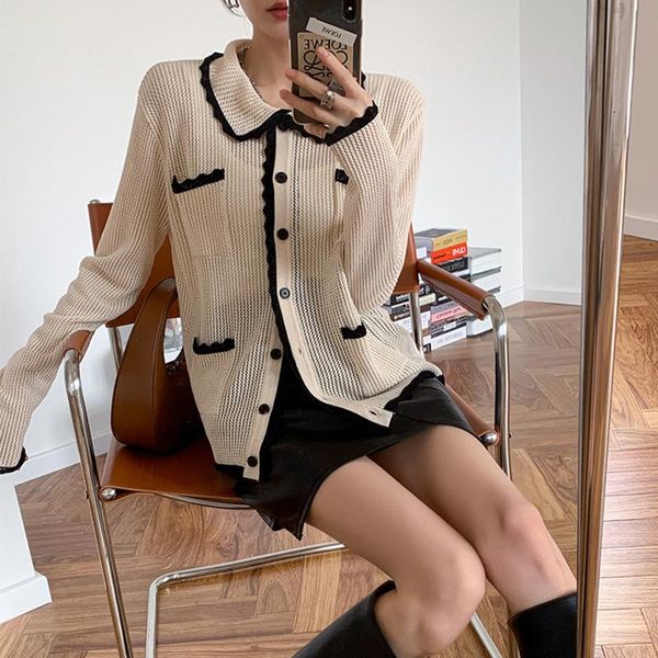 women's knits & tees womens loose fit knitted cardigan long-sleeve lapel office lady solid color hollow out, White
women's knits & tees womens loose fit knitted cardigan long-sleeve lapel office lady solid color hollow out, White
