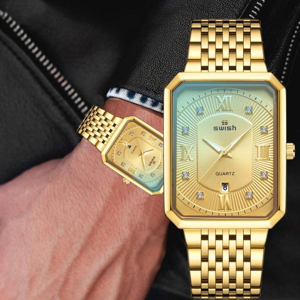 wristwatches 2021 swish fashion stainless steel watches men square waterproof quartz watch gold black wristwatch for man, Slivery;brown
wristwatches 2021 swish fashion stainless steel watches men square waterproof quartz watch gold black wristwatch for man, Slivery;brown