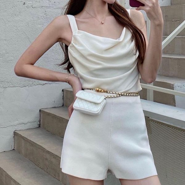 women's tracksuits slash neck folds design sense camisole + high waist bag buttocks slim knit thin shorts ensemble femme fashion two pi, Gray
women's tracksuits slash neck folds design sense camisole + high waist bag buttocks slim knit thin shorts ensemble femme fashion two pi, Gray