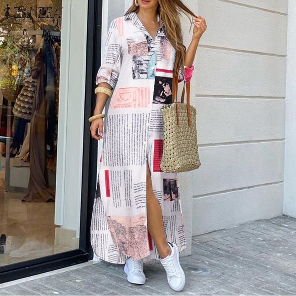 casual dresses zanzea women fashion printed shirt dress 2021 spring autumn long sleeve maxi ladies lapel sundress oversized robe, Black;gray
casual dresses zanzea women fashion printed shirt dress 2021 spring autumn long sleeve maxi ladies lapel sundress oversized robe, Black;gray