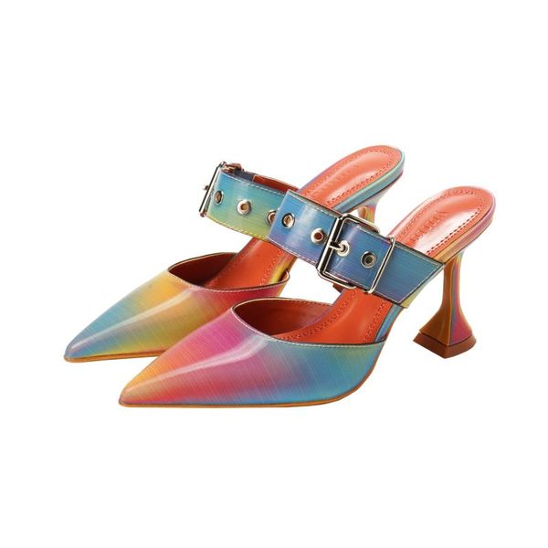dress shoes women pumps buckle strap summer spike high heels pointed toe mules rainbow ladies size 41 42, Black
dress shoes women pumps buckle strap summer spike high heels pointed toe mules rainbow ladies size 41 42, Black