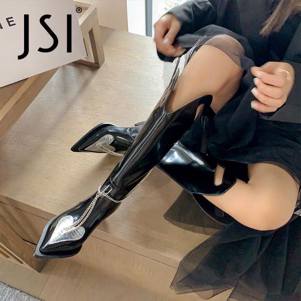 boots jsi women high fashion heart-shaped genuine leather metal chain pointed toe hollow slip-on trend lady shoes vo339, Black
boots jsi women high fashion heart-shaped genuine leather metal chain pointed toe hollow slip-on trend lady shoes vo339, Black