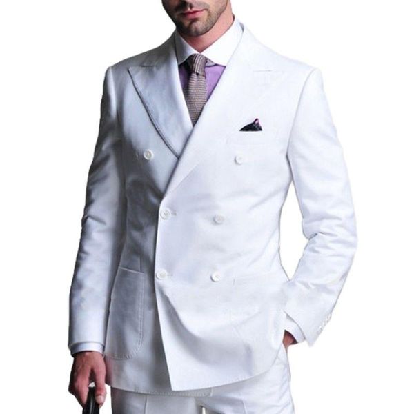 men's suits & blazers double breasted white men slim fit for wedding party dinner 2 pieces groom tuxedo male fashion jacket with pants, White;black
men's suits & blazers double breasted white men slim fit for wedding party dinner 2 pieces groom tuxedo male fashion jacket with pants, White;black