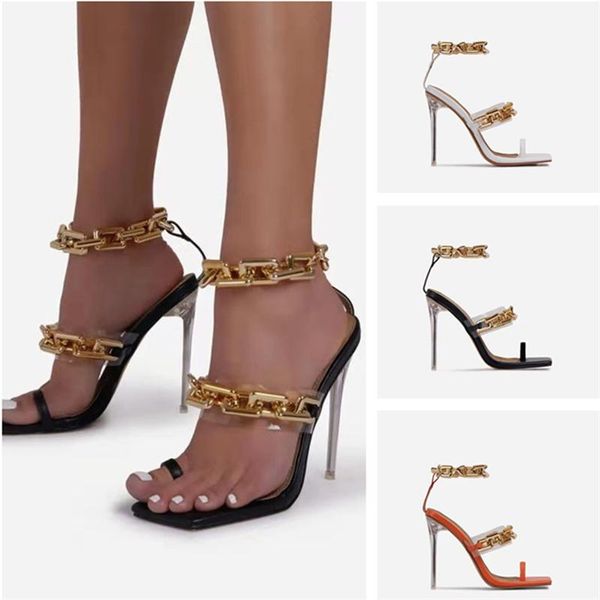 sandals fashion women's ultra-high stiletto european american summer high heels with metal chain open toe square, Black
sandals fashion women's ultra-high stiletto european american summer high heels with metal chain open toe square, Black