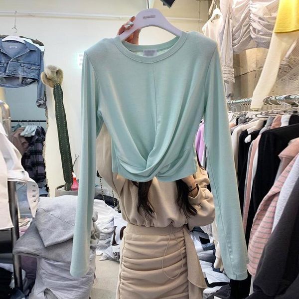 women's t-shirt women o neck long sleeve twist crop solid slim knotted front short tee shirts girls shirt, White
women's t-shirt women o neck long sleeve twist crop solid slim knotted front short tee shirts girls shirt, White