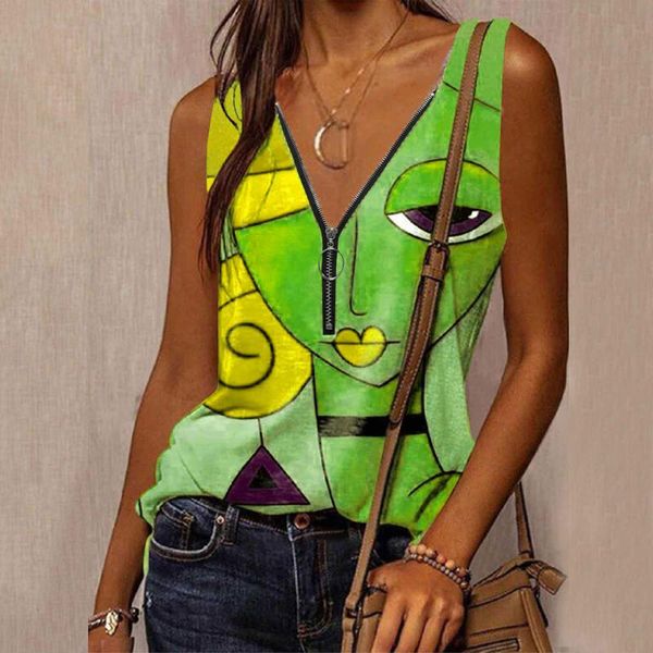 women's t-shirt womens prints v-neck zipper sleeveless summer casual loose tee shirts, White
women's t-shirt womens prints v-neck zipper sleeveless summer casual loose tee shirts, White