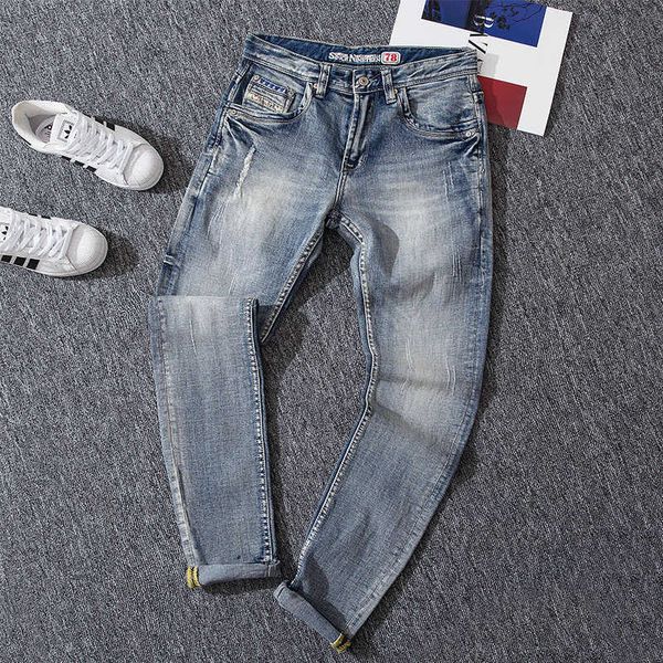 men's jeans italian style fashion retro light blue elastic slim fit ripped for vintage designer denim pants 3qmn
men's jeans italian style fashion retro light blue elastic slim fit ripped for vintage designer denim pants 3qmn
