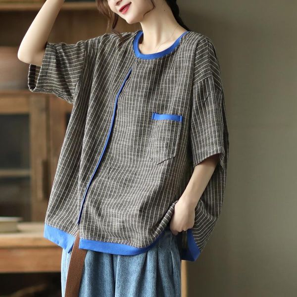 women's t-shirt women large size 2021 summer retro loose casual pullovers o-neck short sleeve striped vintage, White
women's t-shirt women large size 2021 summer retro loose casual pullovers o-neck short sleeve striped vintage, White