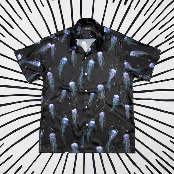 street fashion new us a miri leisure hip hop high street colorful jellyfish cool satin short sleeve shirt men and women 84553#, White;black
street fashion new us a miri leisure hip hop high street colorful jellyfish cool satin short sleeve shirt men and women 84553#, White;black