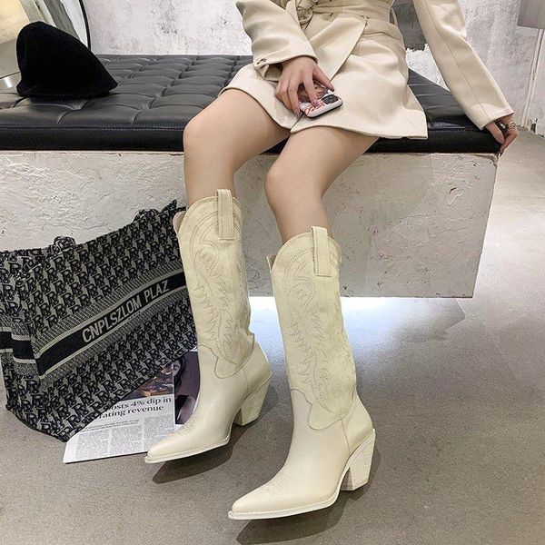 boots women cowboy pointed toe women's shoes embossing pu leather knee-high chunky wedges british style, Black
boots women cowboy pointed toe women's shoes embossing pu leather knee-high chunky wedges british style, Black