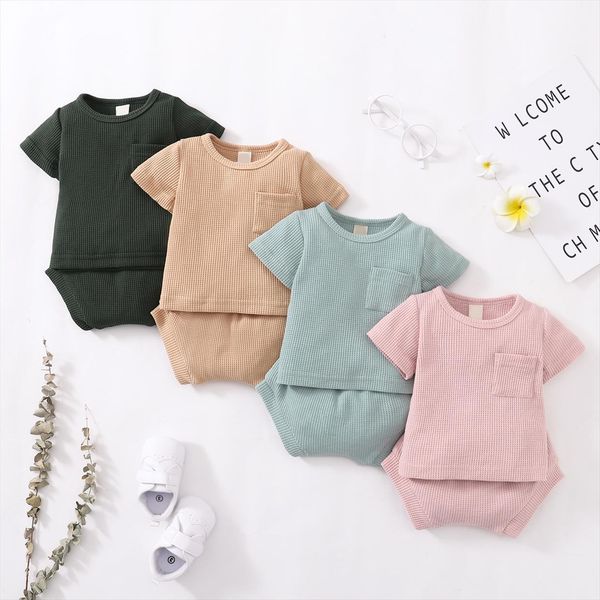 1 4years children kids boys girls clothes sets summer plaid pocket short sleeve t shirts shorts casual outfits sport, White
1 4years children kids boys girls clothes sets summer plaid pocket short sleeve t shirts shorts casual outfits sport, White