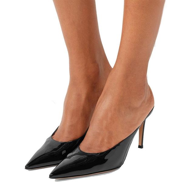 slippers solid color women sandals in pointed toe super high thin heel summer shoes with basic female outdoor slide, Black
slippers solid color women sandals in pointed toe super high thin heel summer shoes with basic female outdoor slide, Black