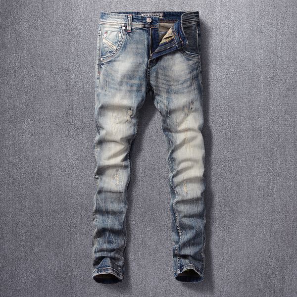 2021 new italian style fashion men jeans retro blue slim ripped denim cotton long trousers classical vintage designer pants bpz
2021 new italian style fashion men jeans retro blue slim ripped denim cotton long trousers classical vintage designer pants bpz